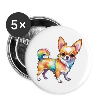 Chihuahua Watercolors - Buttons large 2.2''/56 mm (5-pack) - white - Front