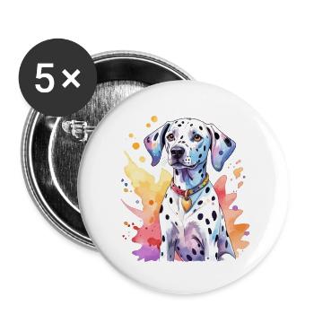 Dalmatian Watercolors - Buttons large 2.2''/56 mm (5-pack) - white - Front