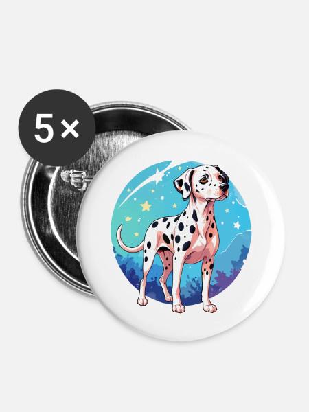 Dalmatiner Wasserfarben - Buttons groß 56 mm (5er Pack) - Weiß
