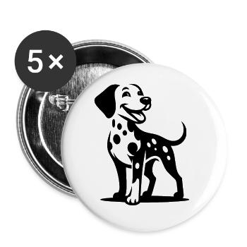 Petit chien dalmatien beau portrait de chien - Lot de 5 grands badges (56 mm) - blanc - Devant