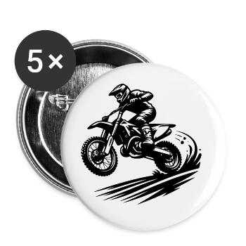 Hobby Motorsport Enduro Gelände Maschine - Buttons groß 56 mm (5er Pack) - Weiß - Vorne