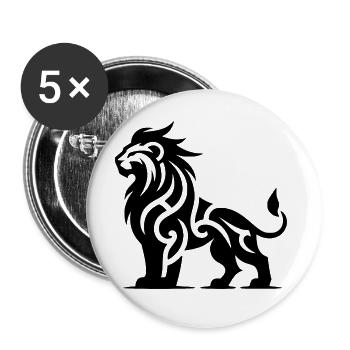 Fier lion tribal à la crinière sauvage - Lot de 5 grands badges (56 mm) - blanc - Devant