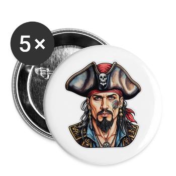 Pirate Neo Traditional Style - Buttons large 2.2''/56 mm (5-pack) - white - Front