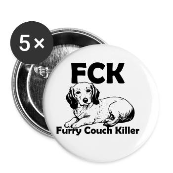FCK - Tueur de canapés à fourrure - Lot de 5 grands badges (56 mm) - blanc - Devant