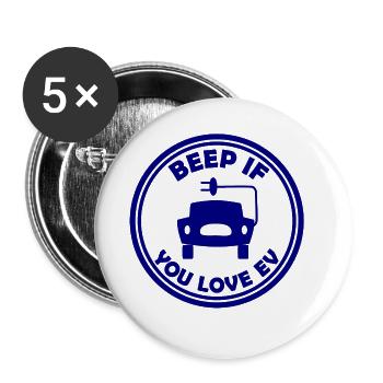 Elektrische Autos - Buttons groß 56 mm (5er Pack) - Weiß - Vorne