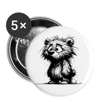 Scrubby Decksparrow Ours Enfants Croquis - Lot de 5 grands badges (56 mm) - blanc - Devant