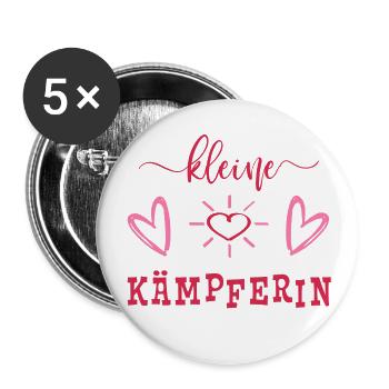 Kleine Kämpferin - Mut machen - Glücksbringer - Buttons groß 56 mm (5er Pack) - Weiß - Vorne
