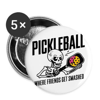 Pickleball, wo Freunde zerschmettert werden Cooles Skelett - Buttons groß 56 mm (5er Pack) - Weiß - Vorne