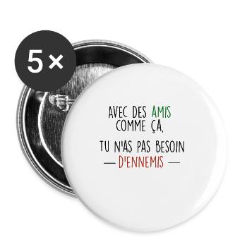 amis/ennemis3 - Lot de 5 grands badges (56 mm) - blanc - Devant