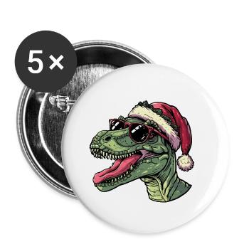 Dinosaur brontosaurus Christmas Funny - Buttons large 2.2''/56 mm (5-pack) - white - Front