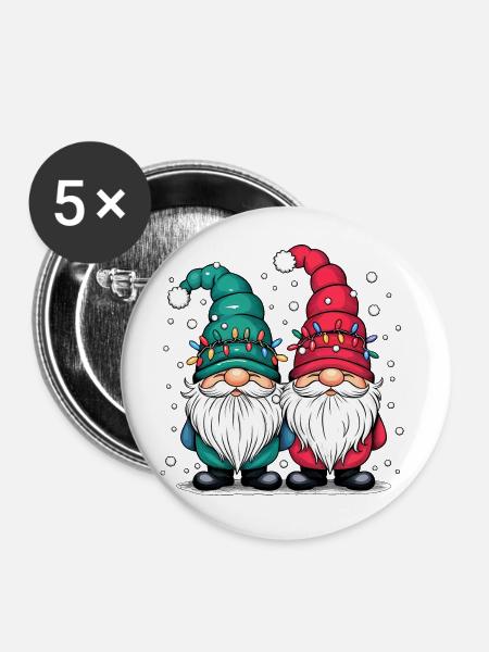 Gnom Gnome Weihnachten Weihnachtspullover Wichtel - Buttons groß 56 mm (5er Pack) - Weiß
