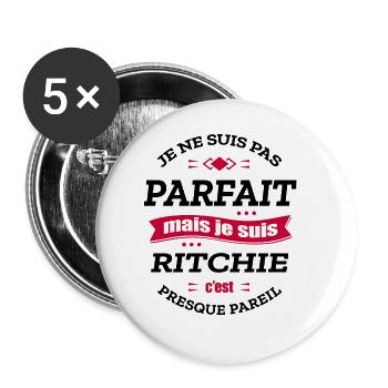 RITCHIE PARFAIT - PRENOM RITCHIE - Lot de 5 grands badges (56 mm) - blanc - Devant