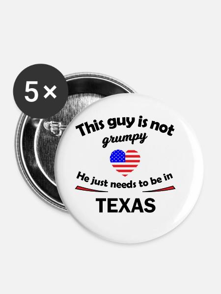 USA und Texas Fans - Buttons groß 56 mm (5er Pack) - Weiß