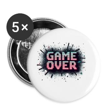 Game Over - Retro Gaming - Buttons groß 56 mm (5er Pack) - Weiß - Vorne