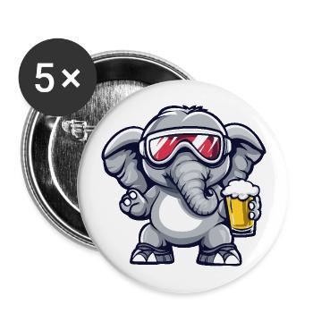 Elephant après-ski beer - Buttons large 2.2''/56 mm (5-pack) - white - Front