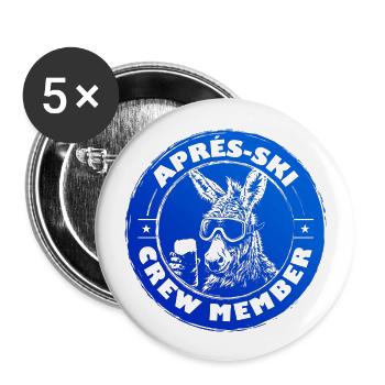 Esel Apres Ski Team Spruch - Buttons groß 56 mm (5er Pack) - Weiß - Vorne