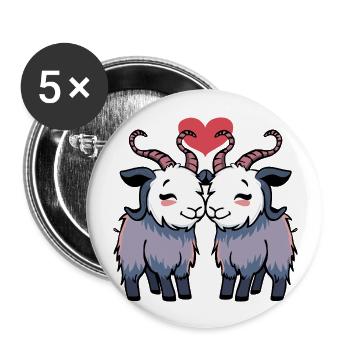 Ziege Paar Herz - Buttons groß 56 mm (5er Pack) - Weiß - Vorne