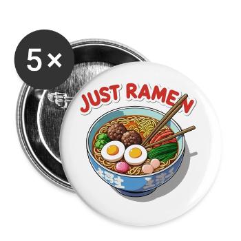 just Ramen - Lot de 5 grands badges (56 mm) - blanc - Devant