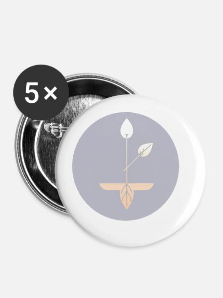 Pflanzen - Buttons groß 56 mm (5er Pack) - Weiß