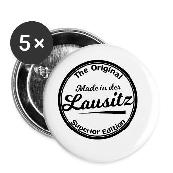 Original aus der Lausitz - Buttons groß 56 mm (5er Pack) - Weiß - Vorne