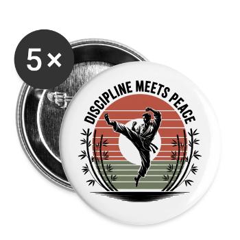 Discipline Meets Peace - Buttons groß 56 mm (5er Pack) - Weiß - Vorne