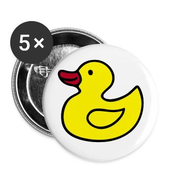 Canard, canard en caoutchouc, canard en caoutchouc - Lot de 5 grands badges (56 mm) - blanc - Devant