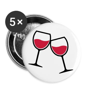 Zwei Weingläser anstoßen - Buttons groß 56 mm (5er Pack) - Weiß - Vorne