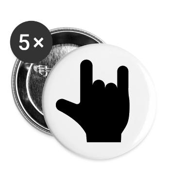 Rock n Roll Hand - Buttons groß 56 mm (5er Pack) - Weiß - Vorne