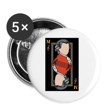 Mozart Playing Card Music Note Black Cool Gift - Buttons large 2.2''/56 mm (5-pack) - white - Front