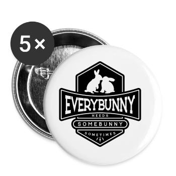 Chaque lapin a besoin d’un câlin de lapin Noir - Lot de 5 grands badges (56 mm) - blanc - Devant