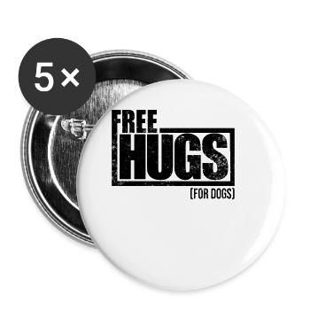 Câlins gratuits pour chiens - Lot de 5 grands badges (56 mm) - blanc - Devant