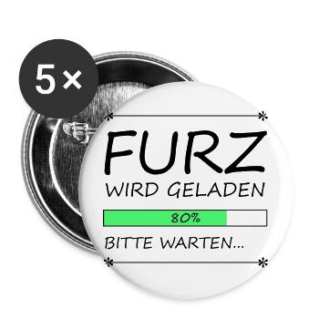 Furz wird geladen - Buttons groß 56 mm (5er Pack) - Weiß - Vorne