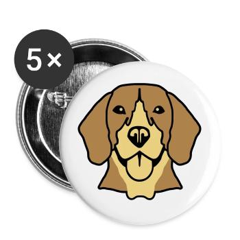 Beagle - Buttons groß 56 mm (5er Pack) - Weiß - Vorne