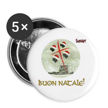 Snow globe "Buon Natale!" - Buttons large 2.2''/56 mm (5-pack) - white - Front