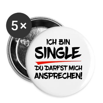 I'm single. You can speak to me! - Buttons large 2.2''/56 mm (5-pack) - white - Front