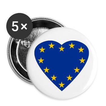 Heart shaped EU stars Europe European Union - Buttons large 2.2''/56 mm (5-pack) - white - Front