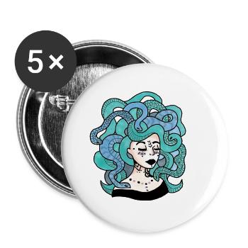 Inked medusa n ° 2 - Buttons large 2.2''/56 mm (5-pack) - white - Front