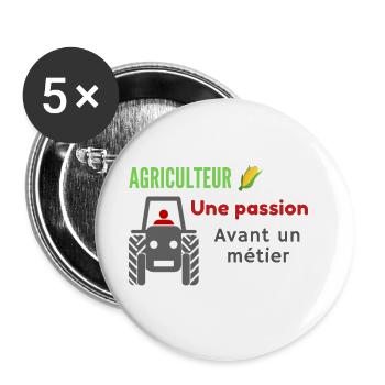 Agriculteur, une passion avant un métier - Lot de 5 grands badges (56 mm) - blanc - Devant