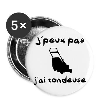 J'peux pas j'ai tondeuse jardinage jardin gazon - Lot de 5 grands badges (56 mm) - blanc - Devant