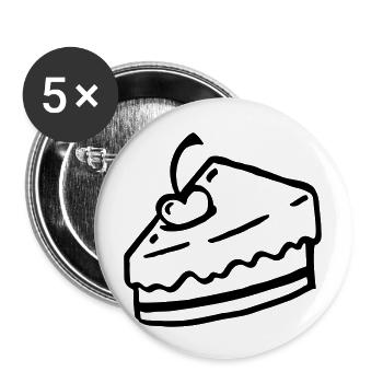 Geburtstagskuchen Torte - birthday cake - Geschenk - Buttons groß 56 mm (5er Pack) - Weiß - Vorne