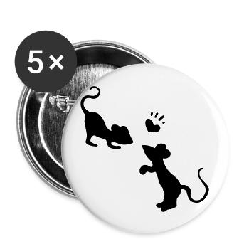 Lovers Mice / Mouse in Love / Gift Love - Buttons large 2.2''/56 mm (5-pack) - white - Front