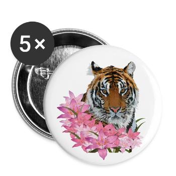 Bengal tiger - Buttons large 2.2''/56 mm (5-pack) - white - Front