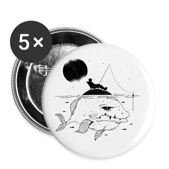 Pêche sur une île cadeau cool pour les pêcheurs - Lot de 5 grands badges (56 mm) - blanc - Devant