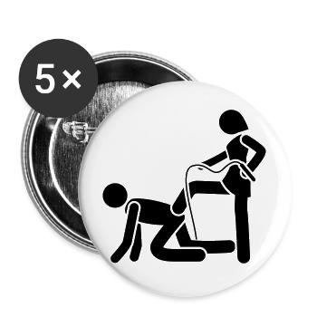 Ehepaar Brautpaar Peitsche Hochzeit - Buttons groß 56 mm (5er Pack) - Weiß - Vorne