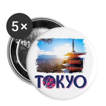 Tokyo Tokyo Japan Asia Pagoda Mountain Mountain - Buttons large 2.2''/56 mm (5-pack) - white - Front