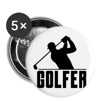 Golfer Golfen Golf Golfclub Golfplatz Golfspieler - Buttons groß 56 mm (5er Pack) - Weiß - Vorne