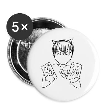 Manga Nerd - Lot de 5 grands badges (56 mm) - blanc - Devant