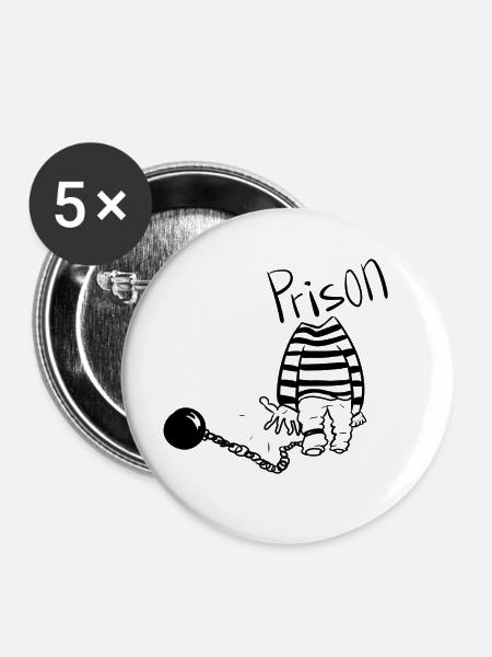 Gefängniss täter - Buttons groß 56 mm (5er Pack) - Weiß