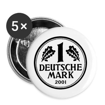 DM Deutsche Mark D-Mark schwarz - Buttons groß 56 mm (5er Pack) - Weiß - Vorne