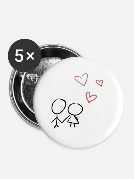 herz liebespaar liebe - Buttons groß 56 mm (5er Pack) - Weiß